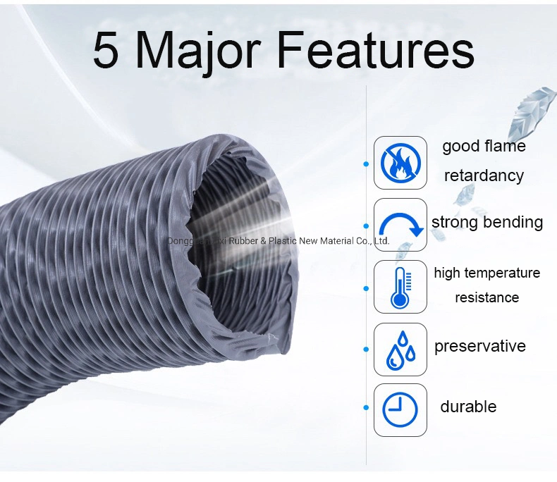 6 Inch Flexible Vent Pipe Plastic Nylon Fabric Flexible Air Ventilation Duct